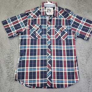 Plaid Shirt Short Sleeve Button Up Casual Decibel ‎ 2XL